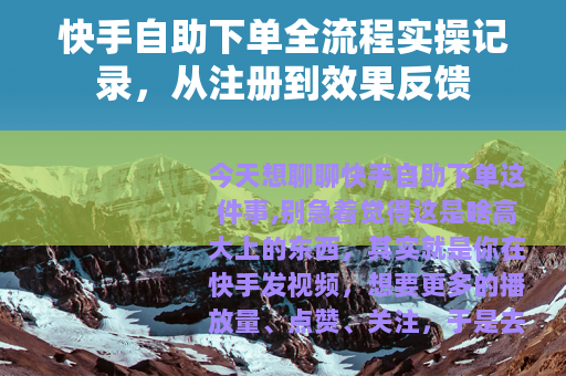 快手自助下单全流程实操记录，从注册到效果反馈