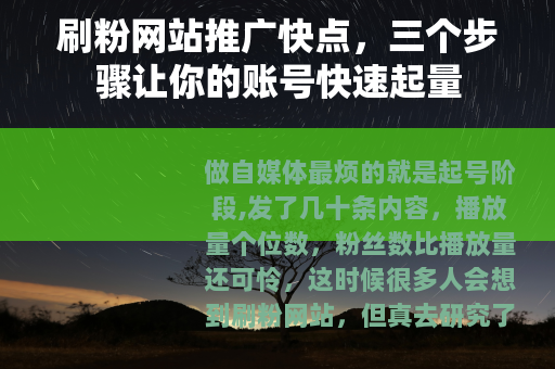 刷粉网站推广快点，三个步骤让你的账号快速起量
