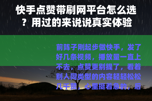 快手点赞带刷网平台怎么选？用过的来说说真实体验