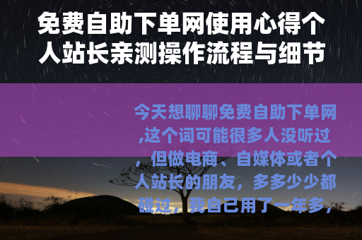 免费自助下单网使用心得个人站长亲测操作流程与细节