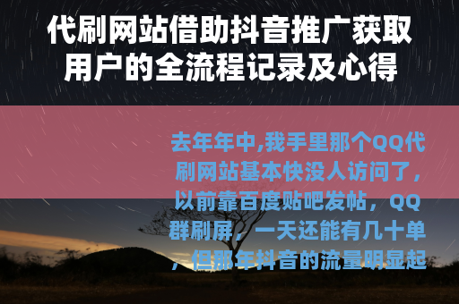代刷网站借助抖音推广获取用户的全流程记录及心得