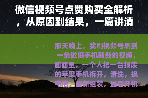 微信视频号点赞购买全解析，从原因到结果，一篇讲清楚
