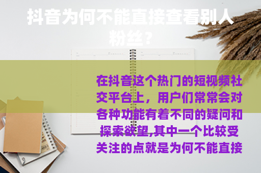 抖音为何不能直接查看别人粉丝？