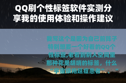 QQ刷个性标签软件实测分享我的使用体验和操作建议