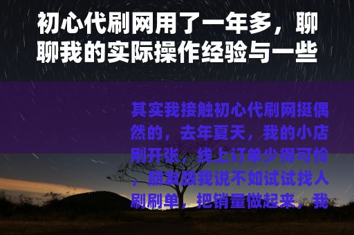 初心代刷网用了一年多，聊聊我的实际操作经验与一些提醒