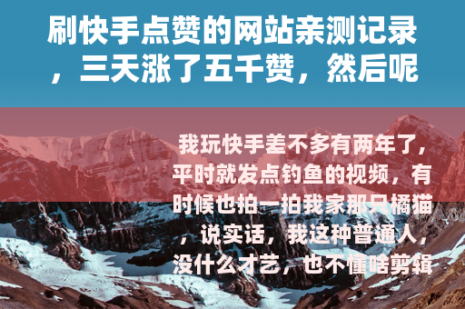 刷快手点赞的网站亲测记录，三天涨了五千赞，然后呢？