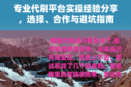 专业代刷平台实操经验分享，选择、合作与避坑指南