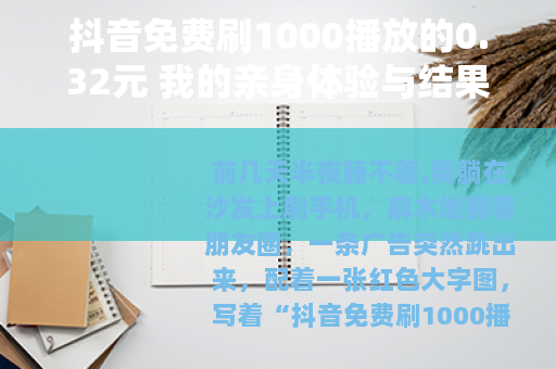 抖音免费刷1000播放的0.32元 我的亲身体验与结果