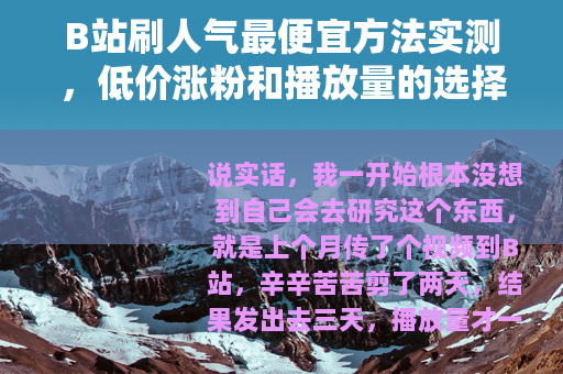 B站刷人气最便宜方法实测，低价涨粉和播放量的选择