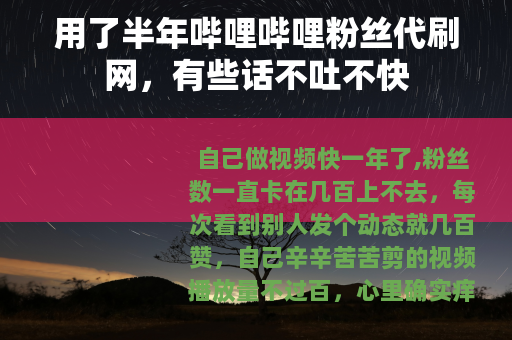 用了半年哔哩哔哩粉丝代刷网，有些话不吐不快