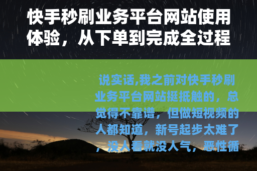 快手秒刷业务平台网站使用体验，从下单到完成全过程