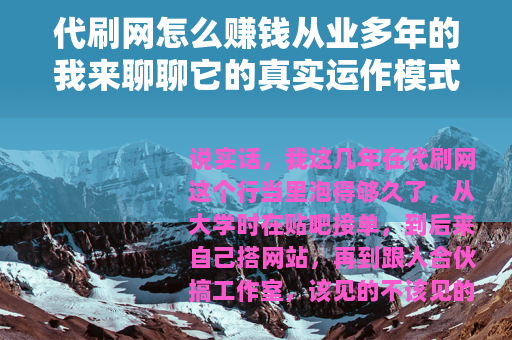 代刷网怎么赚钱从业多年的我来聊聊它的真实运作模式