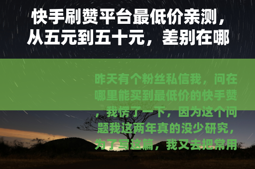 快手刷赞平台最低价亲测，从五元到五十元，差别在哪