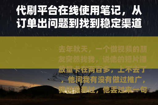 代刷平台在线使用笔记，从订单出问题到找到稳定渠道的经验