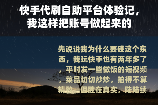 快手代刷自助平台体验记，我这样把账号做起来的
