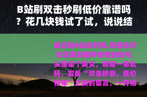 B站刷双击秒刷低价靠谱吗？花几块钱试了试，说说结果
