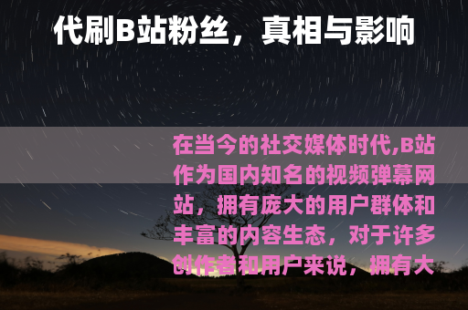 代刷B站粉丝，真相与影响