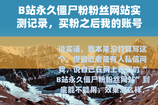 B站永久僵尸粉粉丝网站实测记录,买粉之后我的账号变成了这样 B站永久僵尸粉粉丝网站实测记录,买粉之后我的账号变成了这样