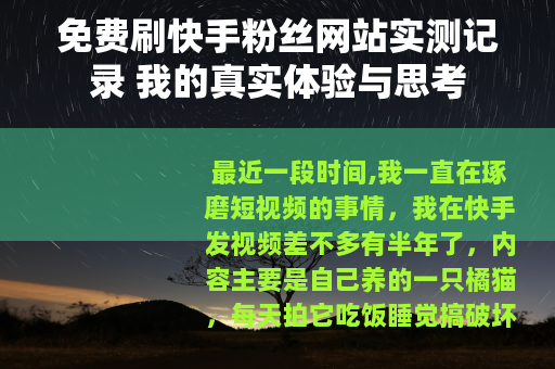 免费刷快手粉丝网站实测记录 我的真实体验与思考