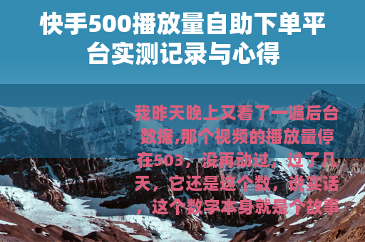 快手500播放量自助下单平台实测记录与心得
