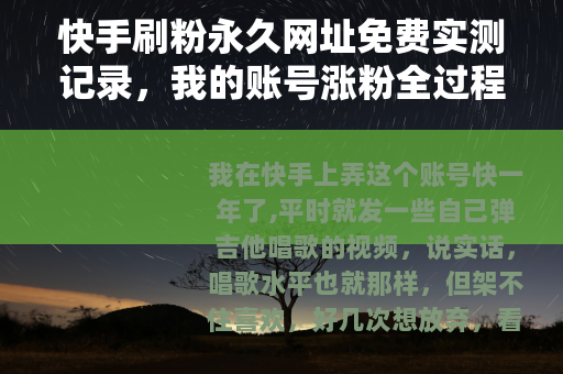 快手刷粉永久网址免费实测记录，我的账号涨粉全过程分享