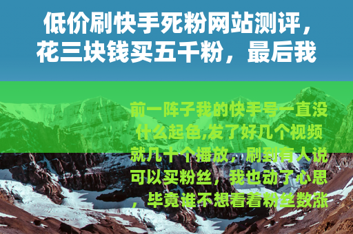 低价刷快手死粉网站测评，花三块钱买五千粉，最后我后悔了
