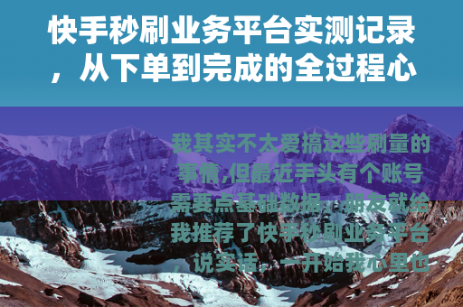 快手秒刷业务平台实测记录，从下单到完成的全过程心得