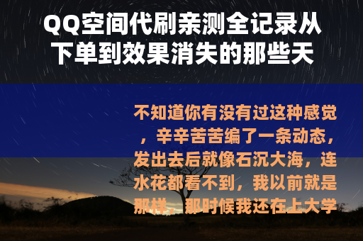 QQ空间代刷亲测全记录从下单到效果消失的那些天
