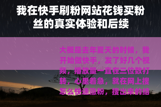 我在快手刷粉网站花钱买粉丝的真实体验和后续