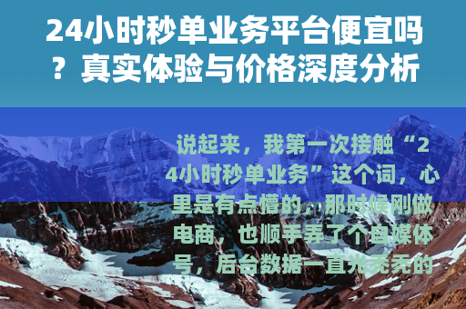 24小时秒单业务平台便宜吗？真实体验与价格深度分析