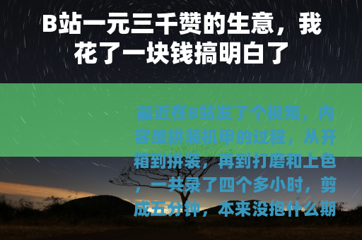 B站一元三千赞的生意，我花了一块钱搞明白了