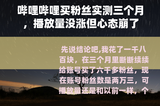 哔哩哔哩买粉丝实测三个月，播放量没涨但心态崩了
