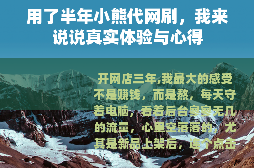 用了半年小熊代网刷，我来说说真实体验与心得
