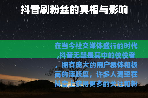 抖音刷粉丝的真相与影响