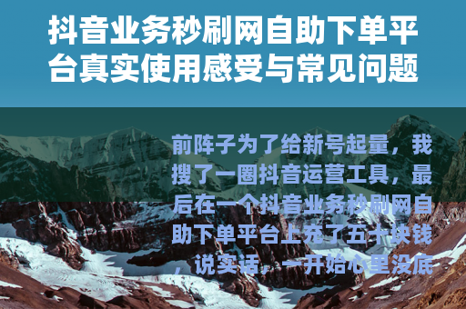 抖音业务秒刷网自助下单平台真实使用感受与常见问题解答