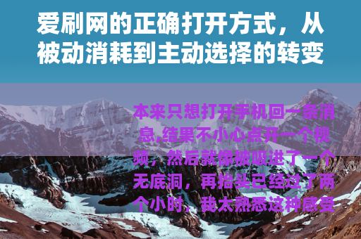 爱刷网的正确打开方式，从被动消耗到主动选择的转变