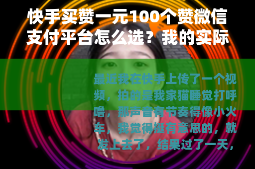 快手买赞一元100个赞微信支付平台怎么选？我的实际体验分享