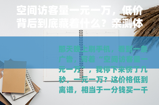 空间访客量一元一万，低价背后到底藏着什么？亲测体验