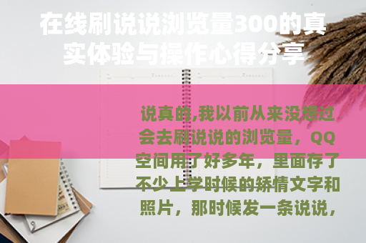 在线刷说说浏览量300的真实体验与操作心得分享