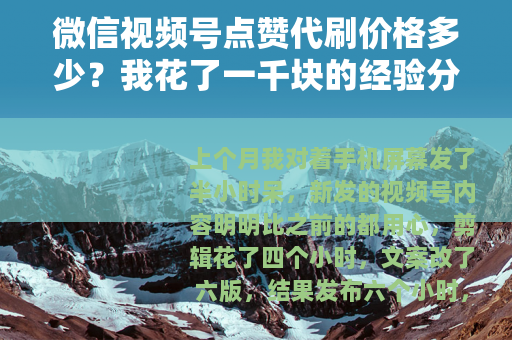 微信视频号点赞代刷价格多少？我花了一千块的经验分享