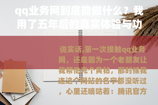 qq业务网到底能做什么？我用了五年后的真实体验与功能梳理