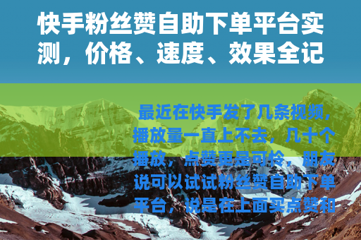 快手粉丝赞自助下单平台实测，价格、速度、效果全记录