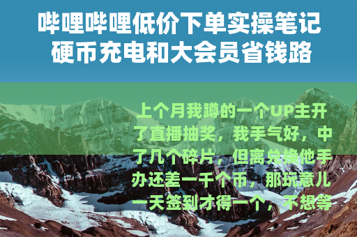 哔哩哔哩低价下单实操笔记 硬币充电和大会员省钱路子