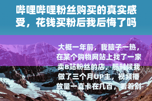 哔哩哔哩粉丝购买的真实感受，花钱买粉后我后悔了吗