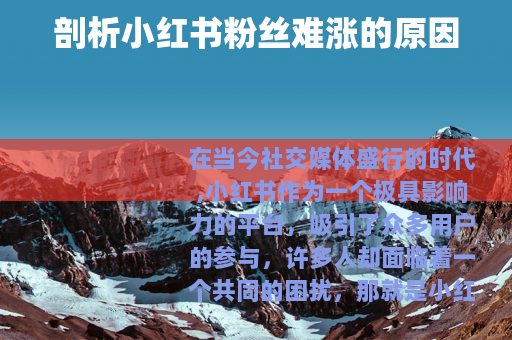 剖析小红书粉丝难涨的原因