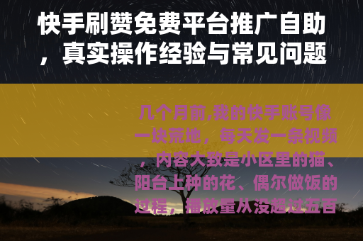 快手刷赞免费平台推广自助，真实操作经验与常见问题解答