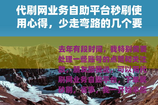 代刷网业务自助平台秒刷使用心得，少走弯路的几个要点