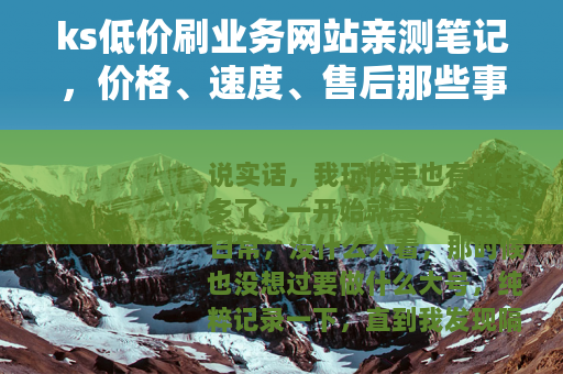 ks低价刷业务网站亲测笔记，价格、速度、售后那些事