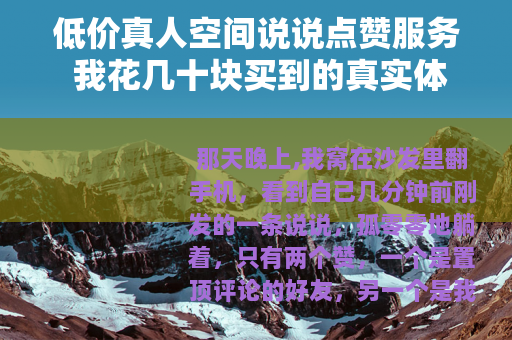 低价真人空间说说点赞服务 我花几十块买到的真实体验