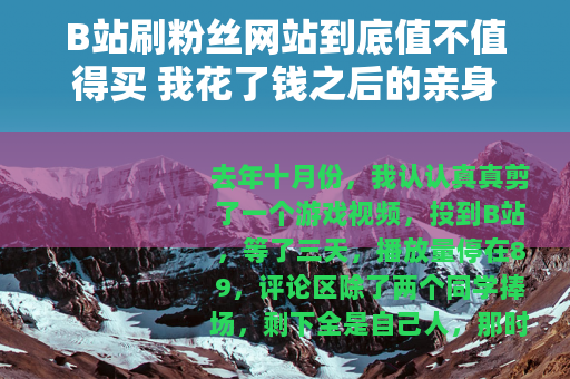 B站刷粉丝网站到底值不值得买 我花了钱之后的亲身体验